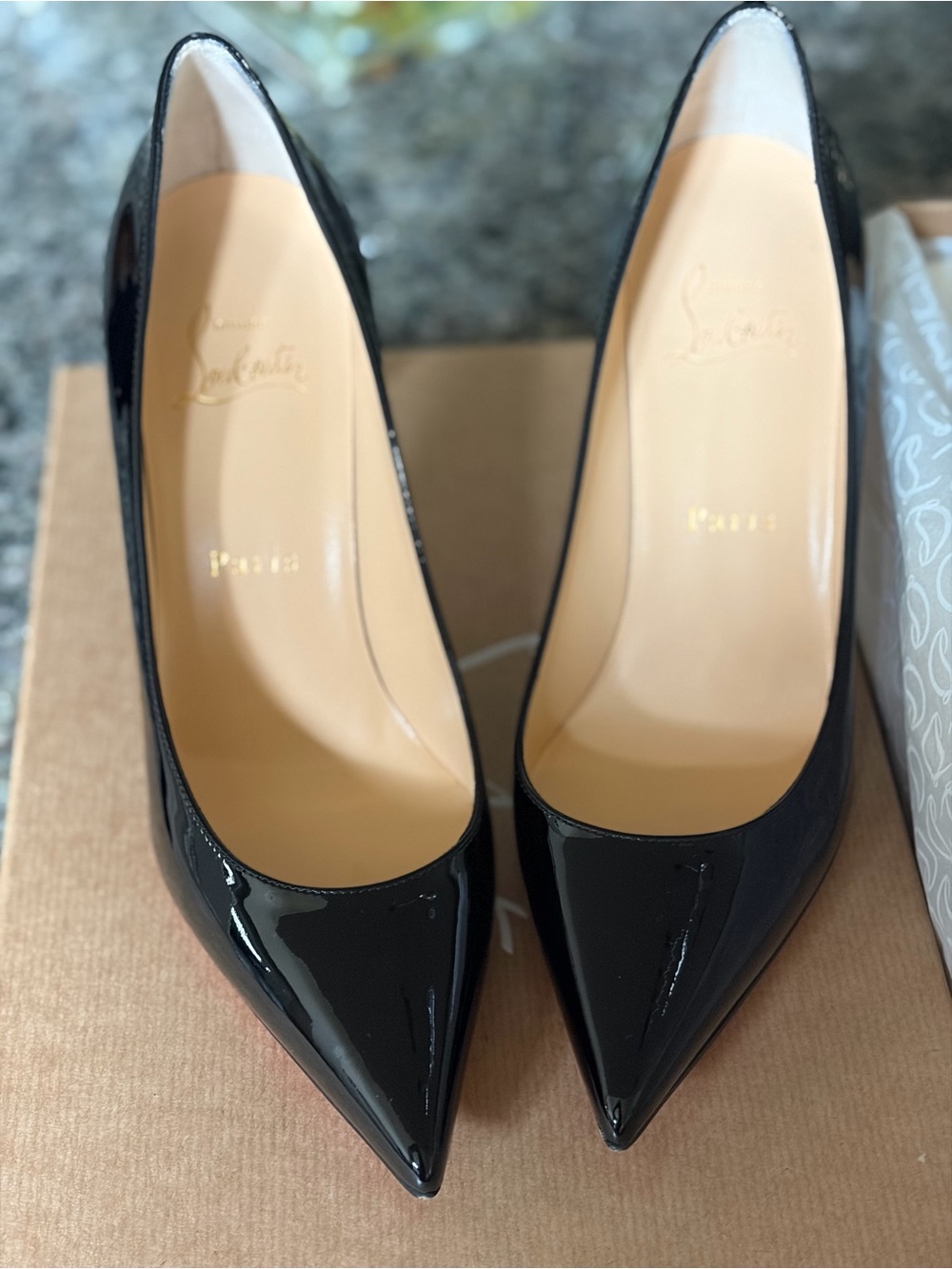 Christian Louboutin Black Patent Pointed Toe Stiletto Pumps